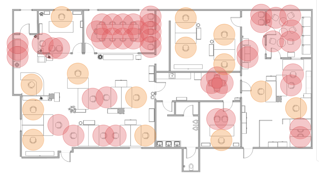 <p><span>This space plan showing the effect of “social distancing” on a typical office layout is an example of what?</span></p>