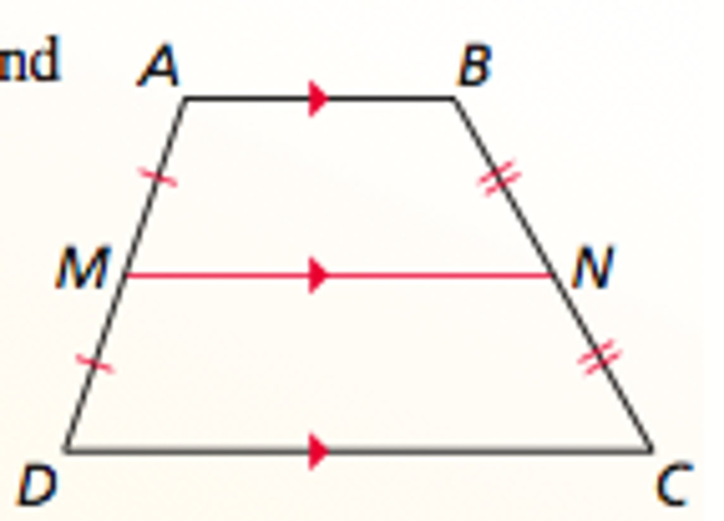 <p>The midsegment of a trapezoid is parallel to each base and its length is one half the sum of the lengths of the bases.</p>