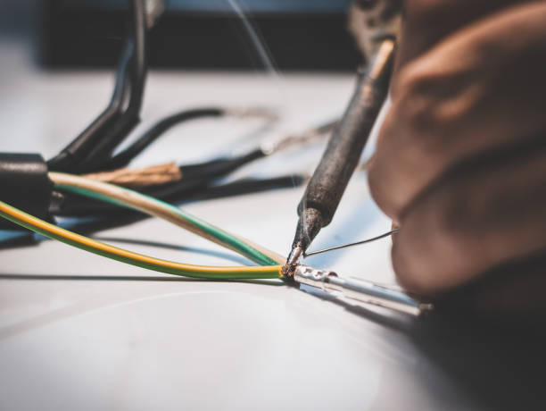 <p><strong>SOLDERING FOR</strong> ____<strong>:</strong></p><p>Electricians often use solder to ____ wires when doing ____ or ____ wiring. They also sometimes use solder to ____ wires to ____   ____ inside electrical devices or on control panels.</p>