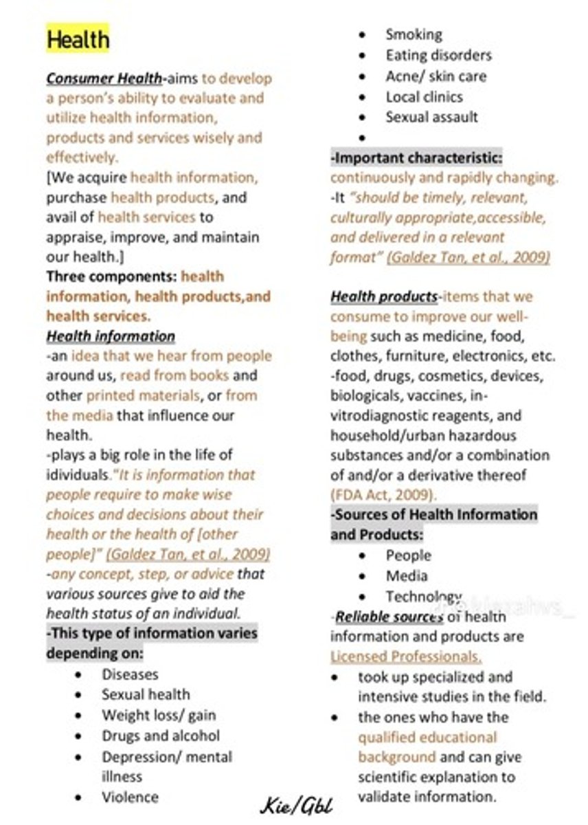 <p>Health information, health products, and health services.</p>