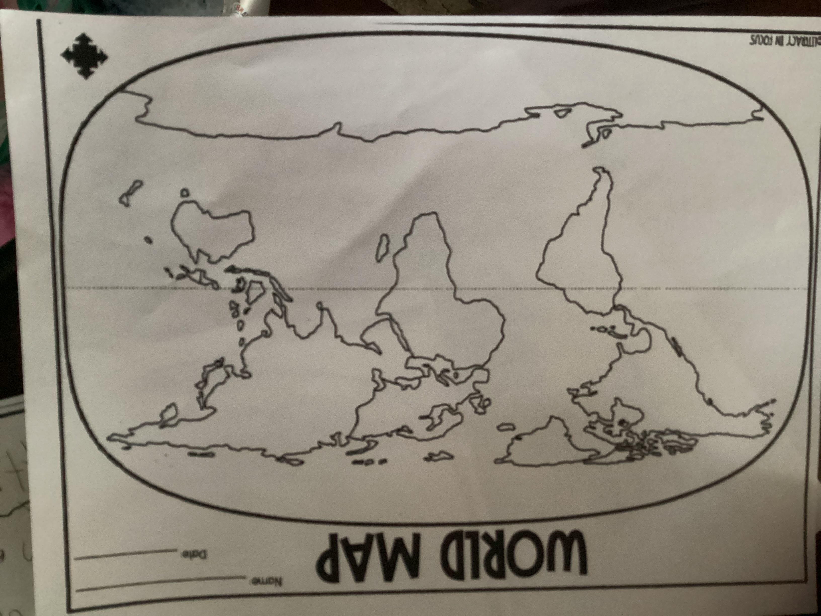 <p>Label all the continents and the oceans on this map. </p>