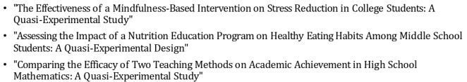 <p>similar to experimental design but lacks random assignment to groups, making it less robust in establishing causality.</p>
