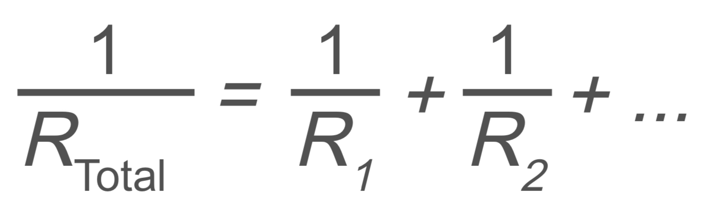 <p>R<sub>Total </sub>→ total resistance</p><p>R<sub>1 </sub>→ resistance</p><p>R<sub>2 </sub>→ resistance</p>