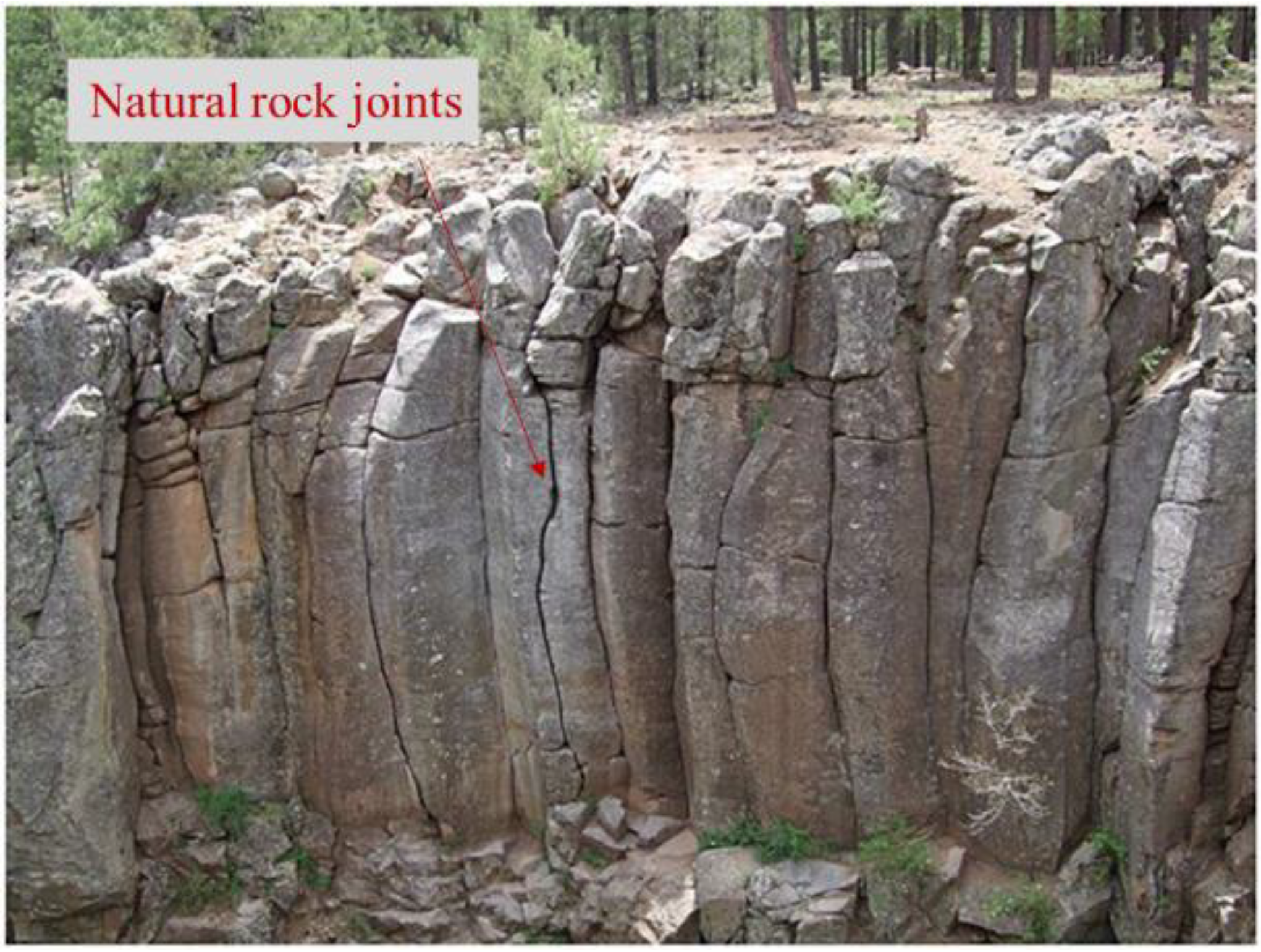 A fracture of rock without movement from the original position