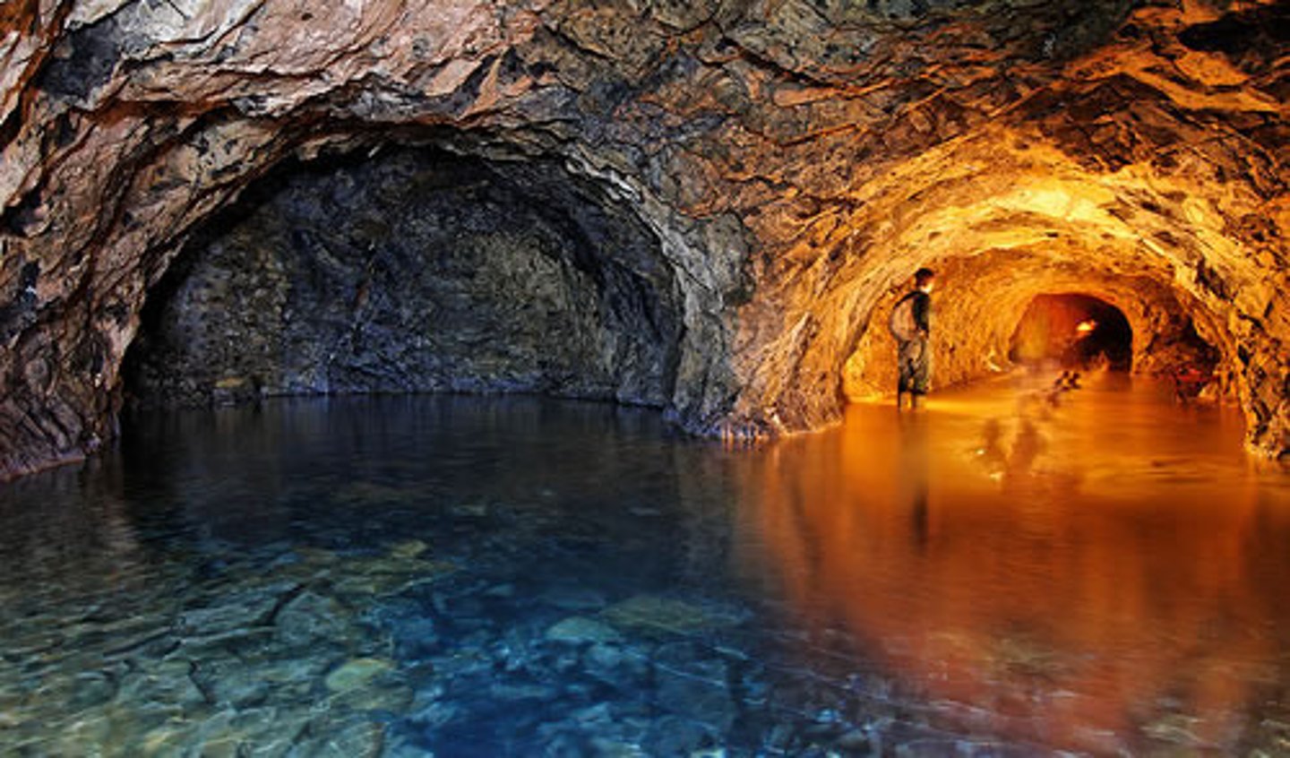 <p>water located within rock below Earth's surface. Caves and sink holes are examples of what is formed from this.</p>