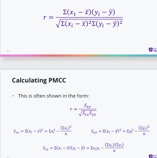 <p><span><span>The correlation coefficient, r, is a measure of how far away</span></span><br><span><span>each data point is from the mean:</span></span></p><p></p>