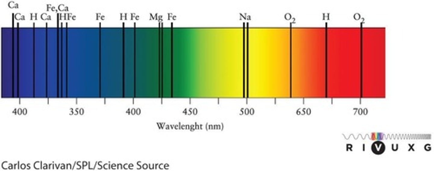<p>Bright lines in a spectrum that are characteristic of a particular chemical element or molecule.</p>
