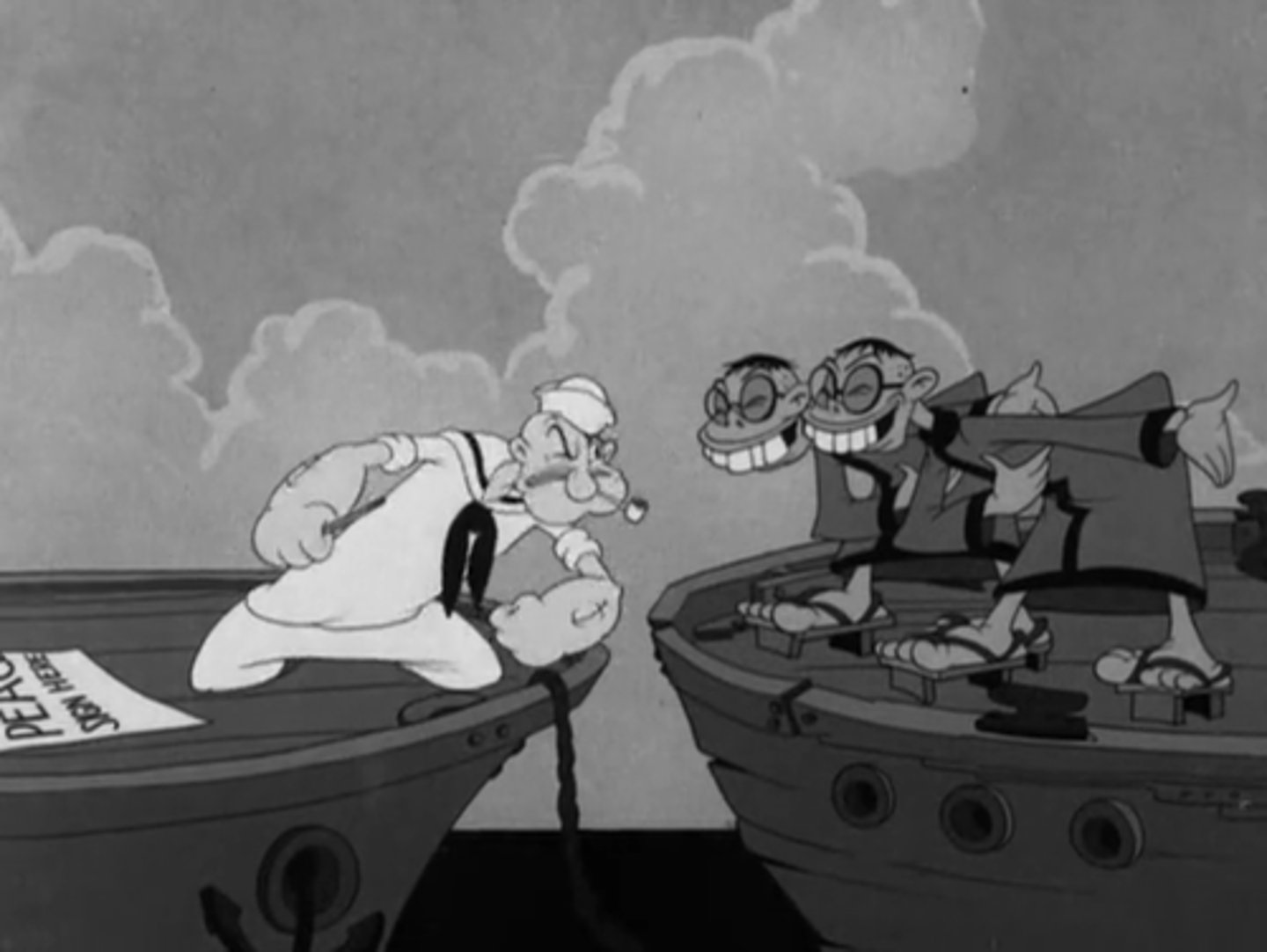<p>-The first cartoon from Famous Studios after the Fleischers' ousting</p><p>-The cartoon was kept out of commercial release for years due to its racially offensive, though historically significant, caricaturing of the Japanese.</p><p>-Popeye cartoon</p><p>-Popeye doesn't start fights, but finishes them; symbolic of Pearl Harbor and America's introduction to the war</p>