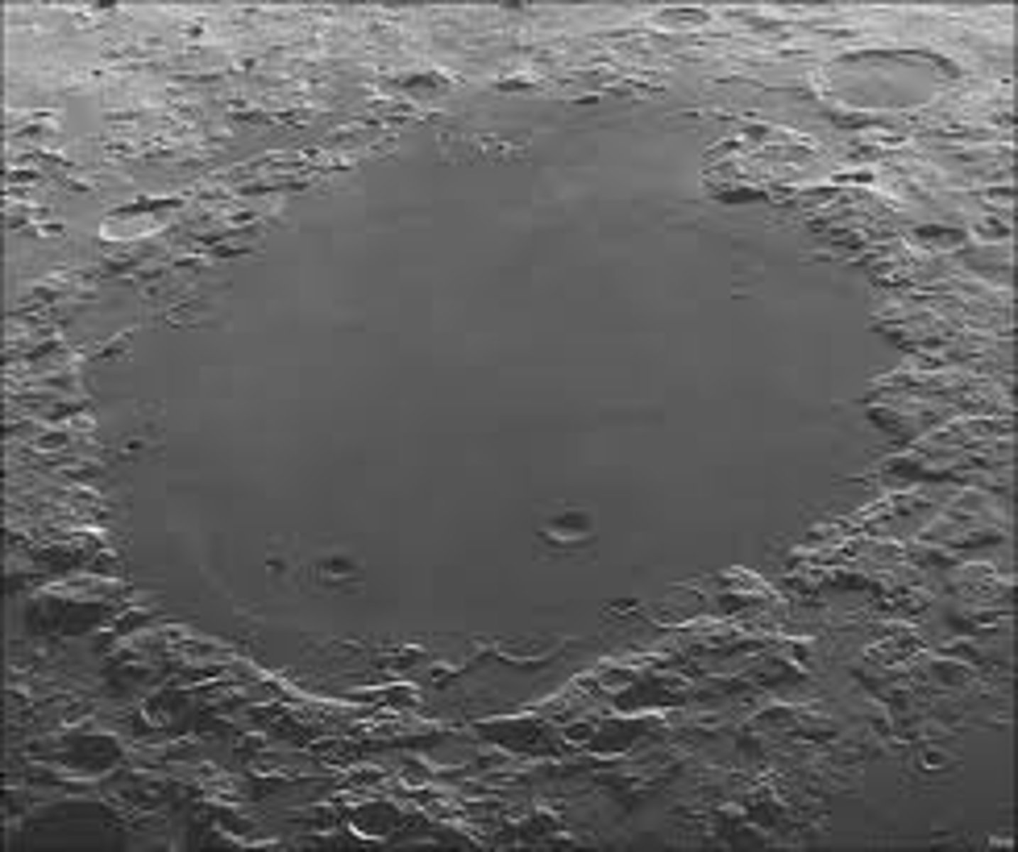 <p>the large, dark, flat areas on the Moon</p>