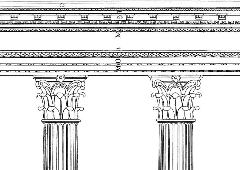 <p>&nbsp;the last developed of the three principal classical orders of Ancient Greek architecture and Roman architecture. Its main characteristic is an ornate capital carved with stylized acanthus leaves.</p>