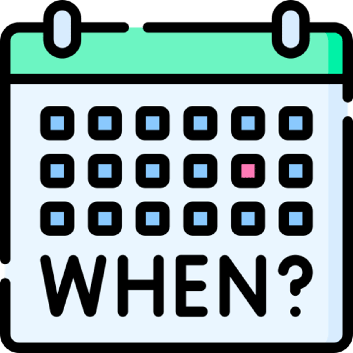 <p>wann</p><p>(Wann kommst du?)</p><p>(When are you coming?)</p>