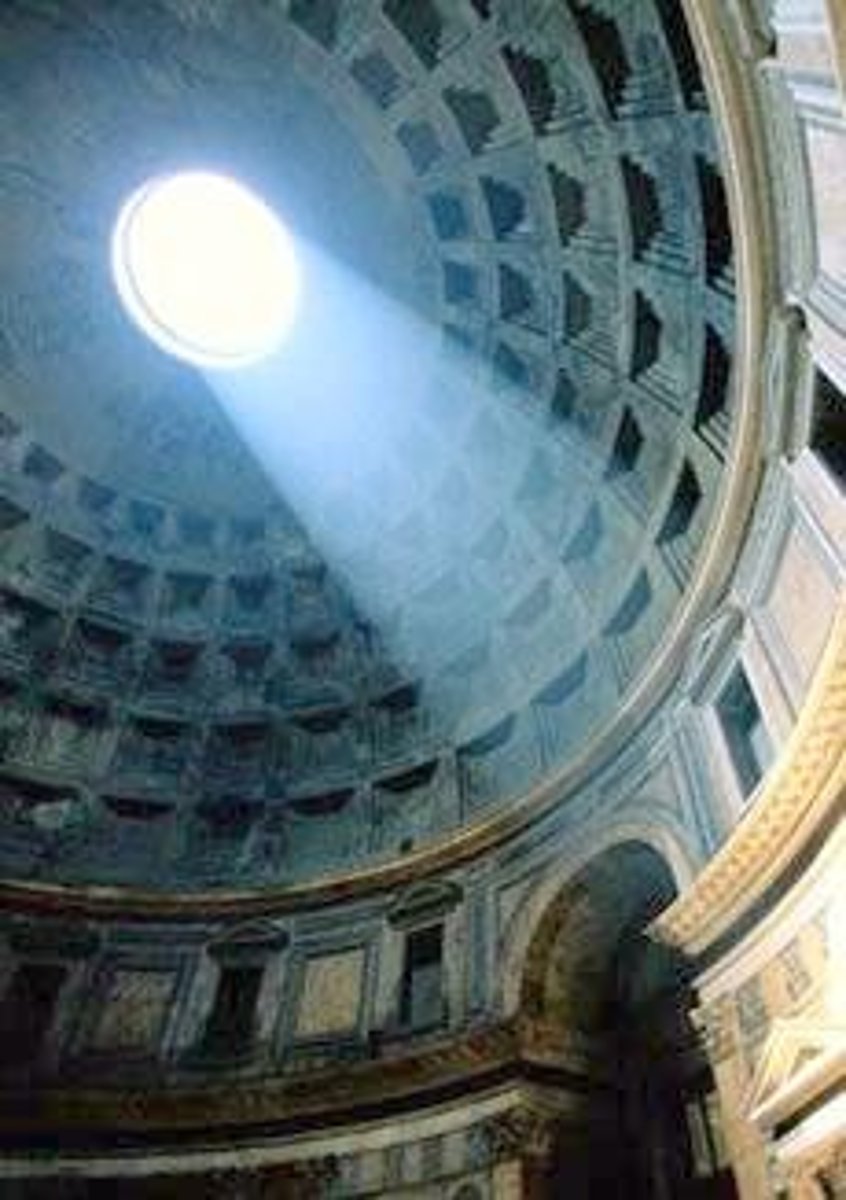 <p>a round or eyelike opening on the roof of a dome</p>