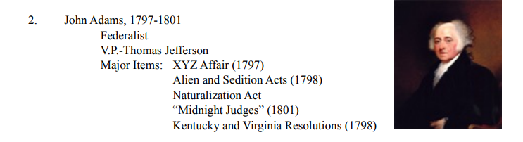 <p>Critical (1788-1815)</p><ul><li><p>Alien and Sedition Acts: Passed during Adams' presidency, these laws restricted immigration and limited free speech.</p></li></ul>