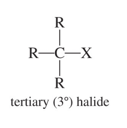<p>An alkyl halide whose halogen-bearing carbon is attached to three other carbons.</p>