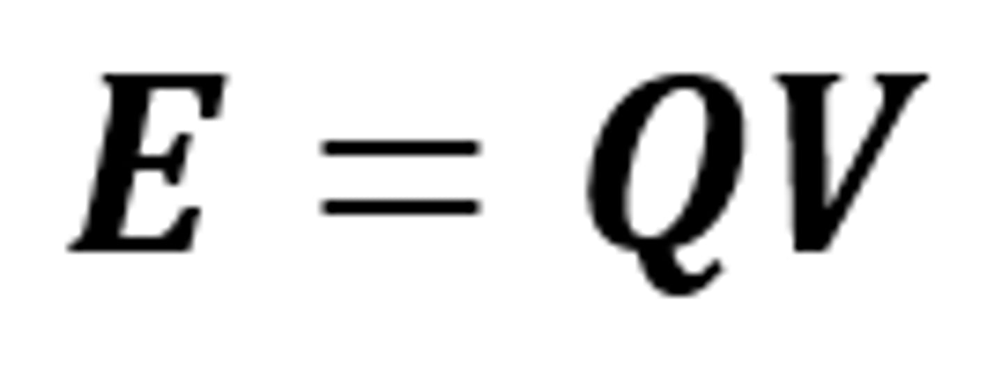 <p>The equation linking energy transferred, charge flow and potential difference</p>