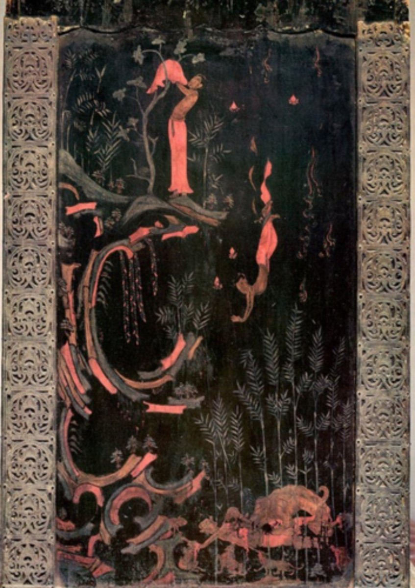 <p>what does the image on the Tamamushi Shrine depict</p>