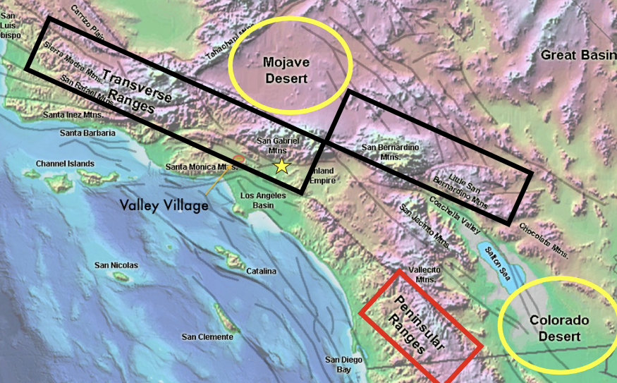 <ul><li><p>Cascade</p></li><li><p>Sierra Nevada</p></li><li><p>Transverse</p></li><li><p>Peninsular&nbsp;</p></li></ul><p></p>