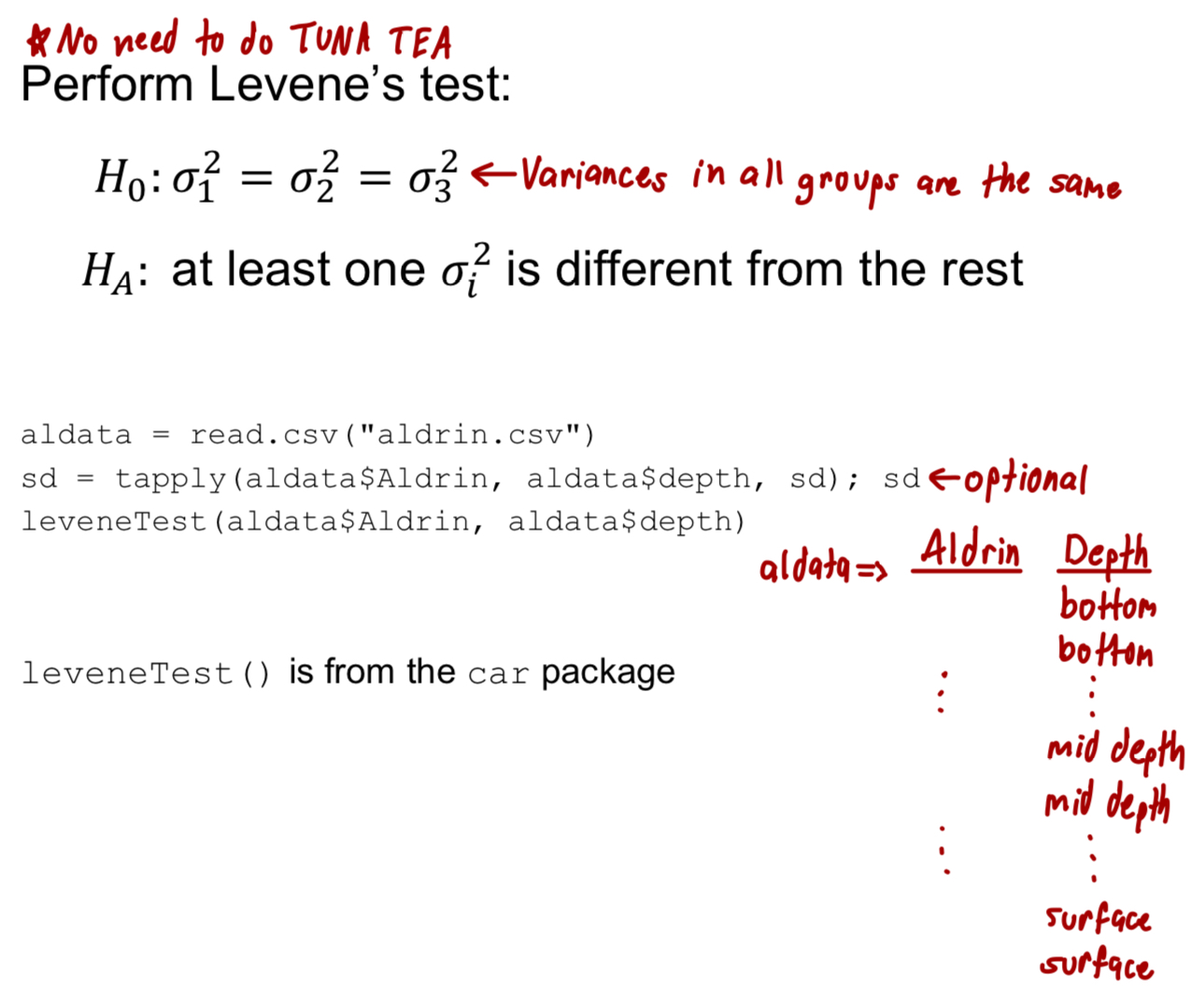 <p>Levene’s Test</p>