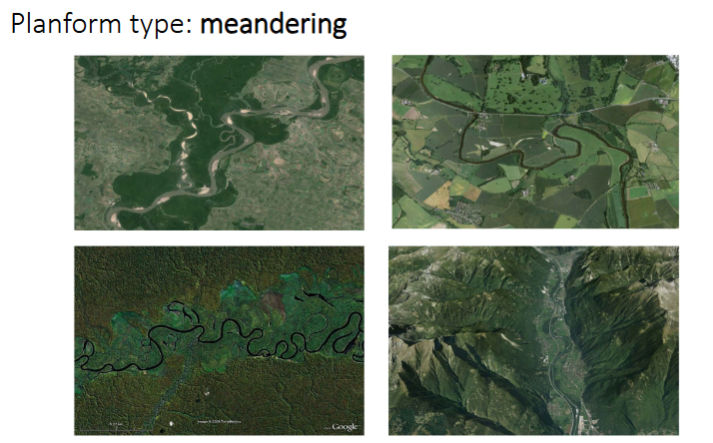 <p>One distinct meandering river channel that spreads along the floodplain. Created by continuous erosion on the outer bank and deposition on the inner bank, causing the river to migrate across its floodplain over time</p>