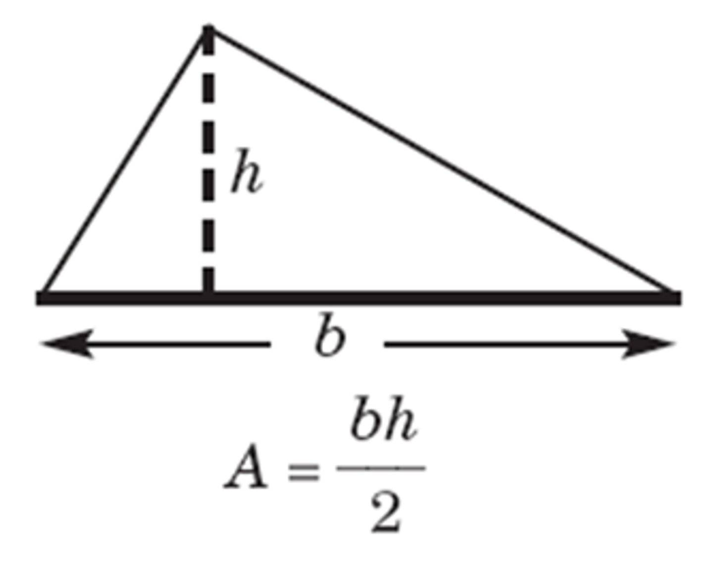 <p>base times the height divided by 2.</p>
