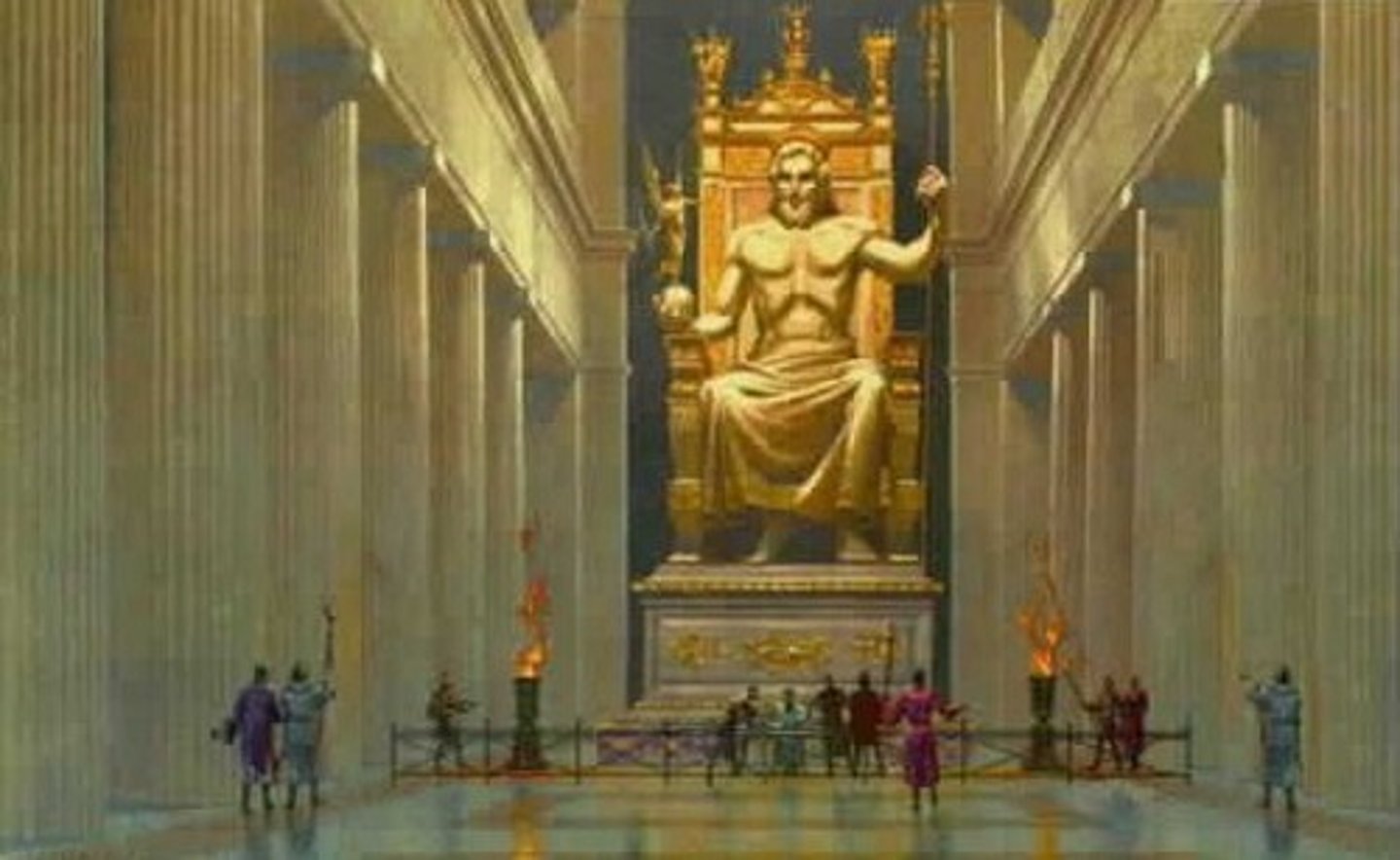 <p>A chryselephantine statue of Zeus seated (one of the 7 wonders of the world).</p>