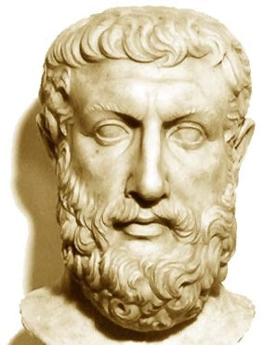 <p>believes it is impossible to gain true knowledge because of the constant change of everything</p><p>- "Being" and "Becoming"</p>