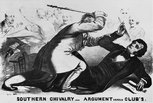 <p>Bloody Shirt 1856</p><ul><li><p>Senator Charles Sumner from Massachusetts gave speech about evils of slavery and called out Preston Brooks’ family from South Carolina as one of the evil plantation owners </p></li><li><p>Preston Brooks beat Charles Sumner with cane to defend family. Long recovery</p></li><li><p>Democrats sent Brooks canes as thanks</p></li><li><p>Republicans used “bloody shirt” as political symbol against evil Democrats </p></li></ul><p></p>