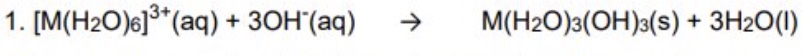<ul><li><p>the OH- will remove protons from the aqua ion structure </p></li><li><p>this product is in effect [M(OH)₃] which is uncharged + therefore forms a precipitate </p></li></ul><p></p>