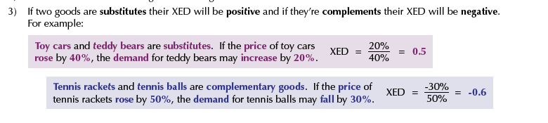 <p>The closer the substitute, the higher the positive XED!</p>