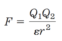 - the magnitude of the charges (Q)
- the distance between the charged groups (r)
- the dielectric constant of the solvent (ε)