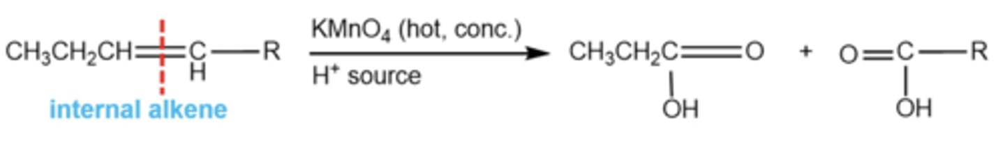 <p>it does the exact same thing as O3 and H2O2: ozonolysis</p>