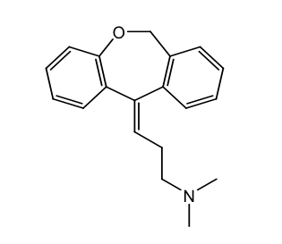 <p>Dibenzoxepin derivative</p><p>Oral tablets, topical cream</p><p>When taken orally, used as a tricyclic antidepressant, which is also a strong H1 receptor inhibitor</p><p>Preferred in cases with insomnia or need for sedation</p><p>Used Tx pruritus associated with skin conditions like eczema </p><p>Use care in older adults due to risk of oversedation</p>
