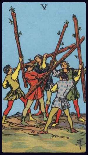 <p>FIVE OF WANDS</p>