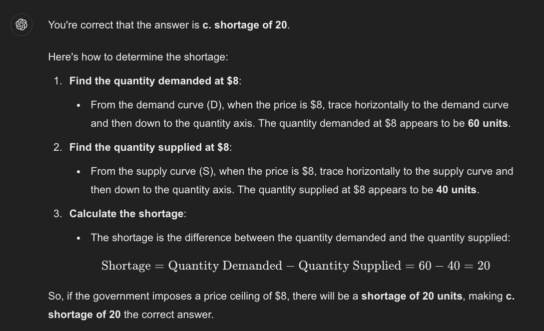 <p><span style="color: red">c. shortage of 20.</span></p>