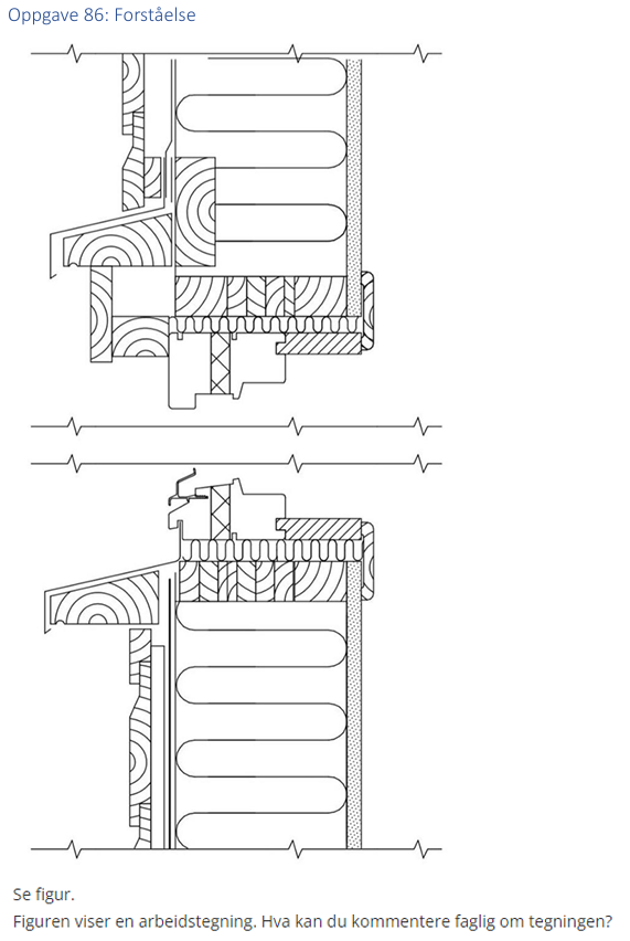 <p>(Forståelse) Figuren viser en arbeidstegning. Hva kan du kommentere faglig om tegningen?</p>