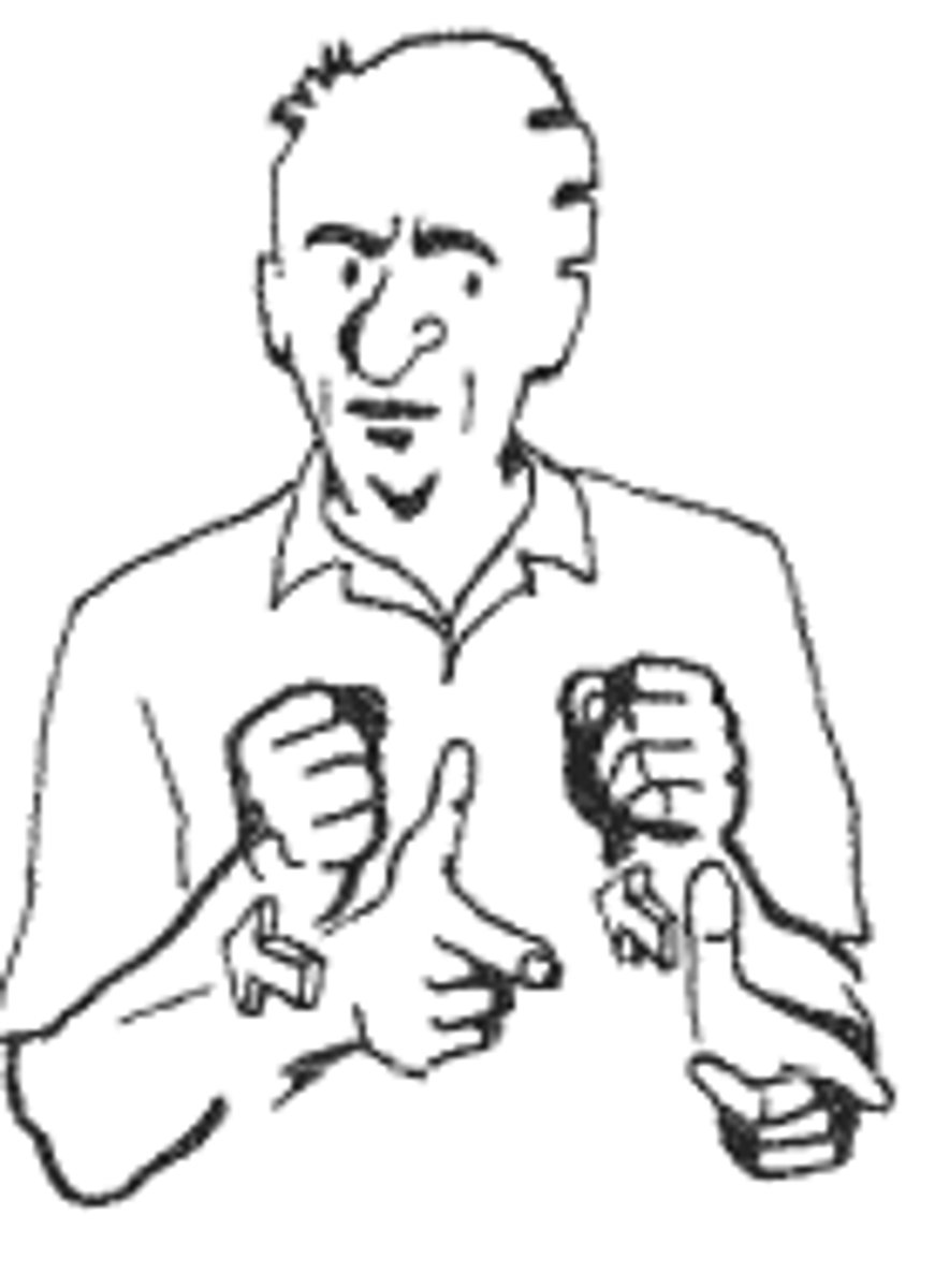 <p>Thumb under the index finger</p>