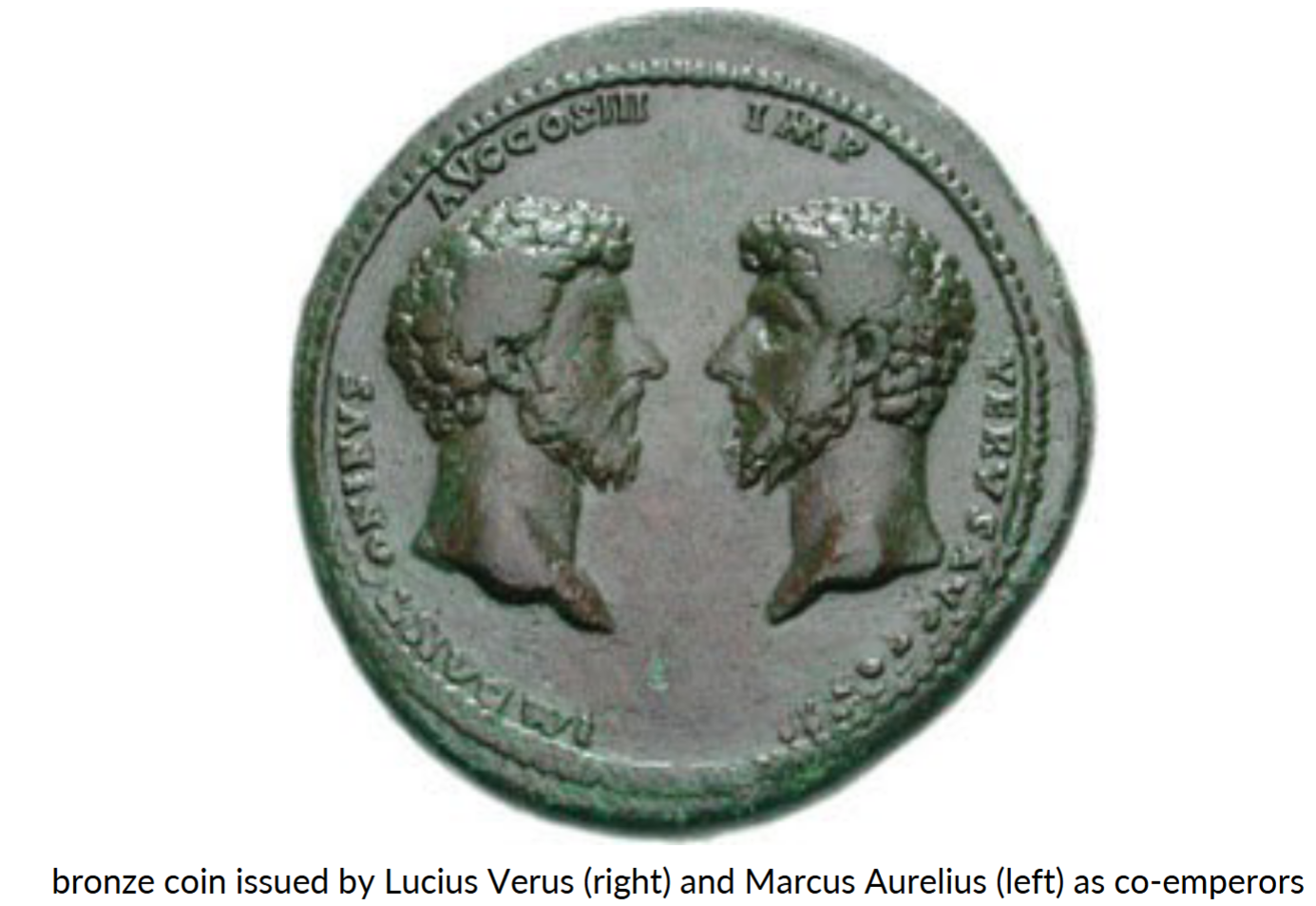 <p>Hadrian’s adoption of Antoninus Pius; Antoninus’ adoption of Marcus Aurelius &amp; Lucius Verus</p>