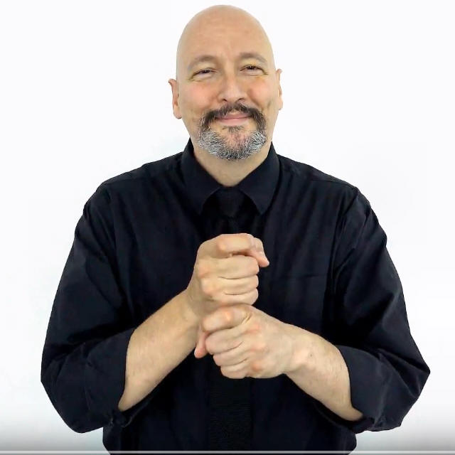 <p>Put both hands in the “X” handshape; place your left hand on top of your right hand; slide the top hand forward twice (bottom hand stays still)</p>