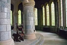 <p>walking path along interior</p>