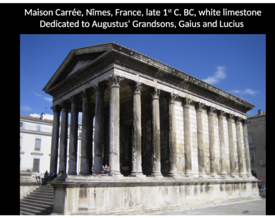 <p>Maison Carree, Nimes, France- White Limestone</p><p>What was the function of the Maison Carrée? Where was it located? To whom was it dedicated? How does it compare to the Temple of Portunus? </p>