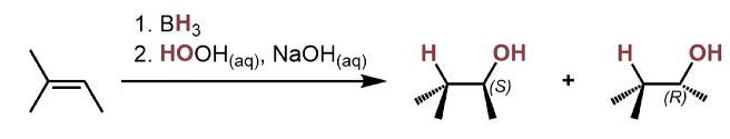 <p>hydroboration oxidation (BH3 and HOOH) stereo</p>