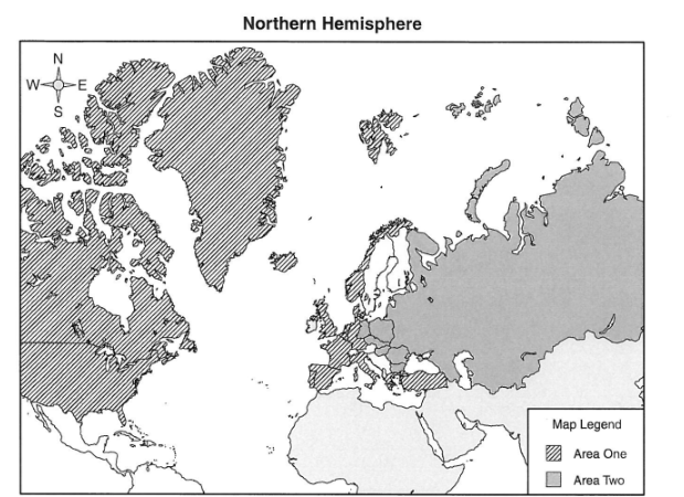 <p>What is represented by the two areas marked on this map?</p>