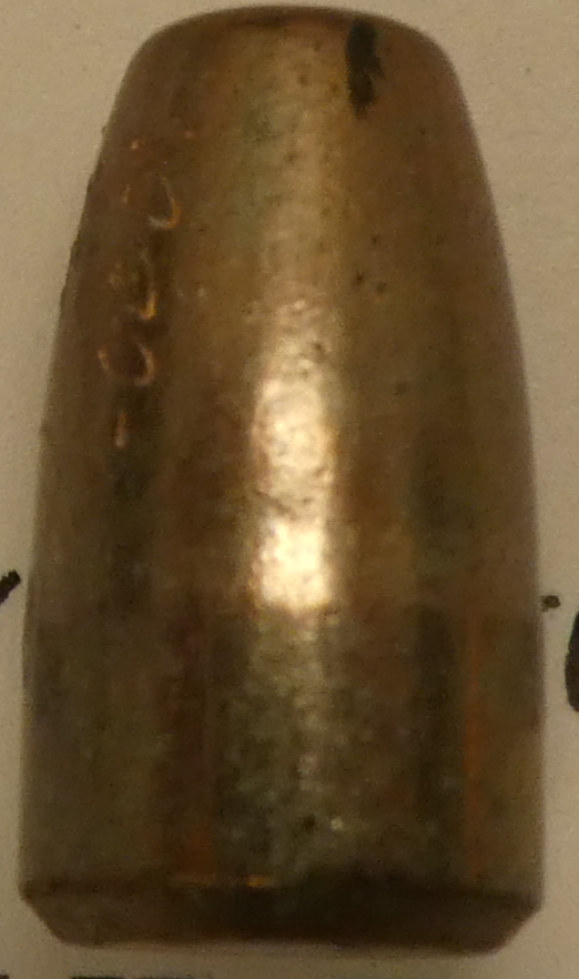 <p>The bullet of which cartridge is shown in this photo?</p>