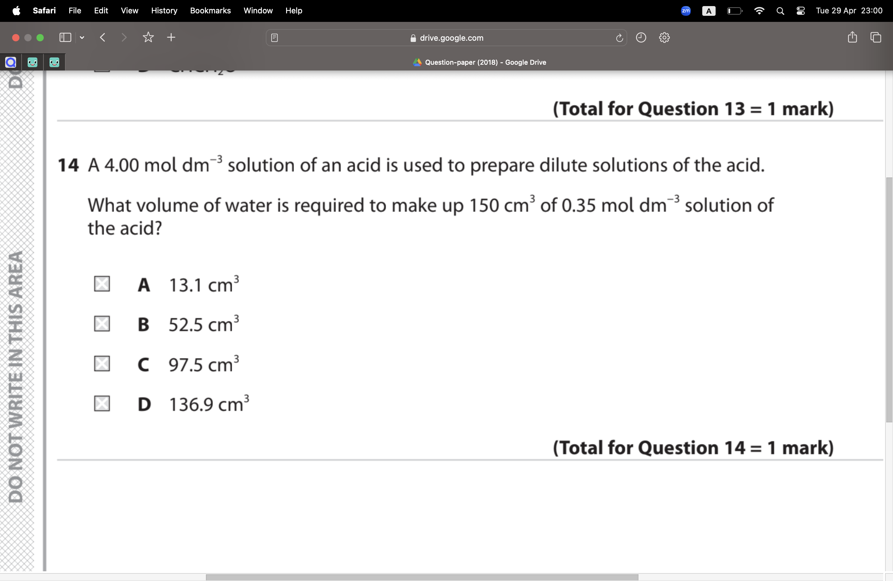 <p>VOLUME OF WATER NEEDED TO ADD #1</p>