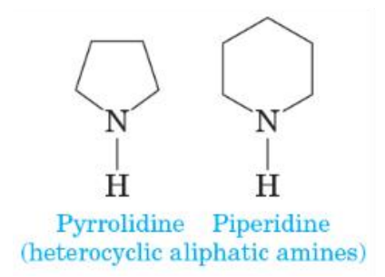 <p>a heterocyclic amine in which the ring is saturated (has no c=c bonds)</p>