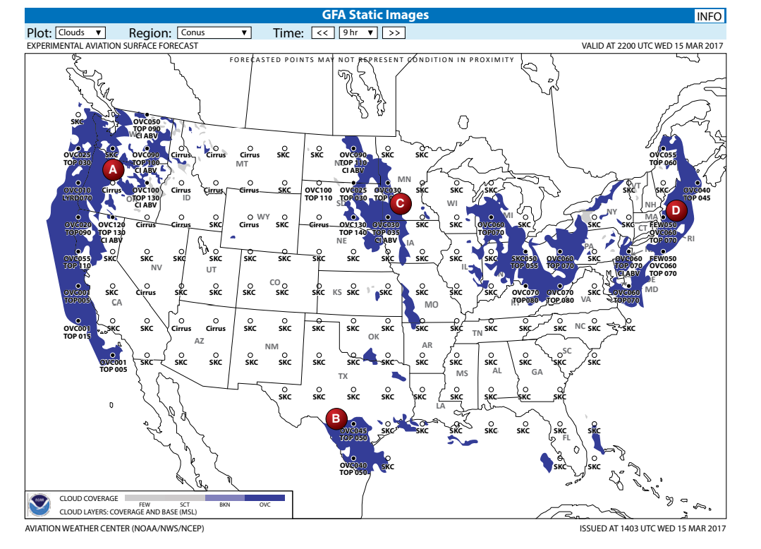 <p>In figure 264, what does the term cirrus in area A indicate?</p>