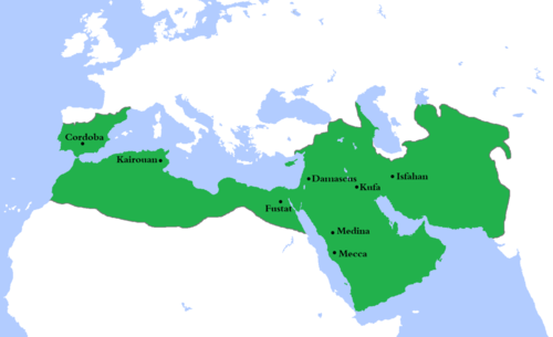<p>The second of the four major Arab caliphates to succeed the Islamic prophet Muhammad. This caliphate was centered on a dynasty (family) hailing from Mecca. This family had first come to power under the third caliph, Uthman ibn Affan. Syria remained their main power base, and Damascus was their capital. This caliphate continued the Muslim conquests, incorporating the Caucasus, Transoxiana, Sindh, the Maghreb and the Iberian Peninsula (Al-Andalus) into the Muslim world. At its greatest extent, this caliphate covered 4,300,000 sq mi and 62 million people (29% of the world&apos;s population), making it one of the largest empires in history in both area and proportion of the world&apos;s population.</p>
