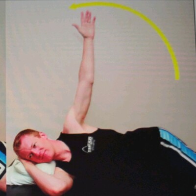 <p>On table, lie on unaffected side</p>