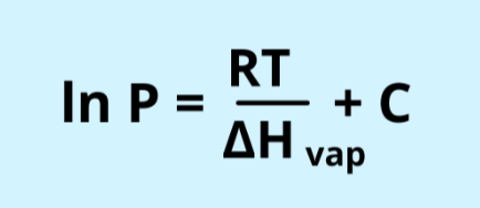 <p>Pvap= mmHg</p><p>C= constant characteristic of the liquid you’re using</p>