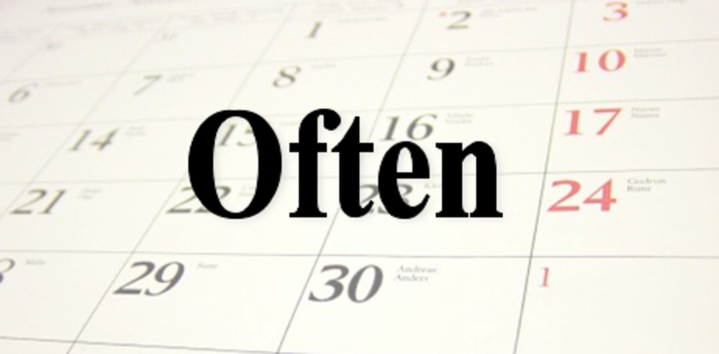 <p>many times; often</p>